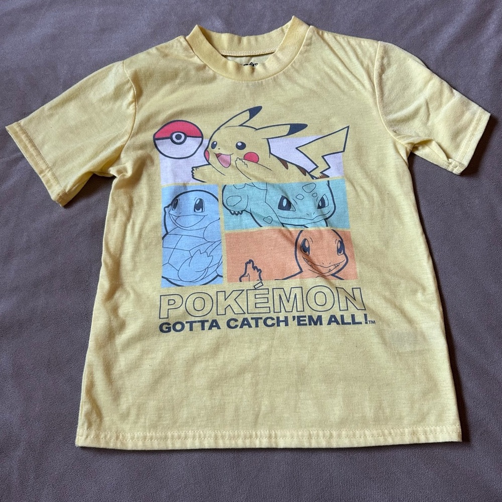 Pokemon Pikachu & Starter Characters "Gotta Catch 'Em All!" Yellow T-Shirt 6/7